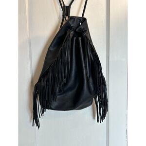 Victoria Secret Limited Edition Side Fringed Bag Pre Owned Black Faux Leather